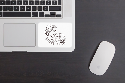 Dessin vectoriel mère et fille sur sticker ambiance familiale joyeuse et tendance