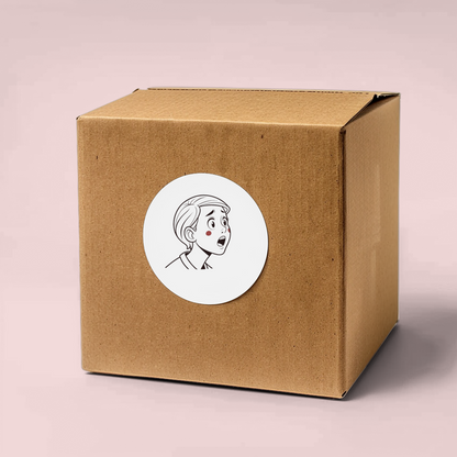 Sticker design au style doodle capturant l’émotion d'un enfant surpris