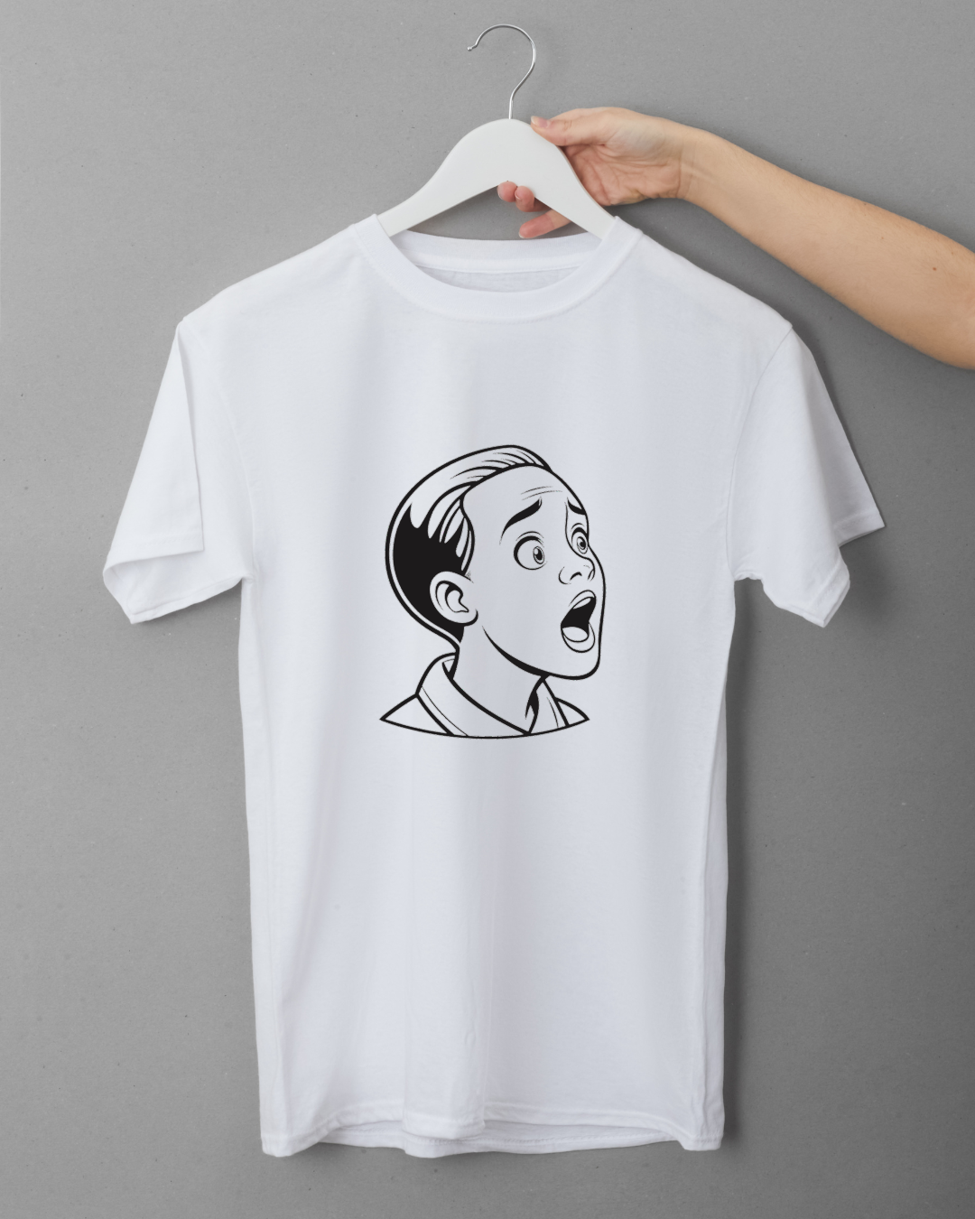 T-shirt avec icône éducative d'un garçon surpris style élégant