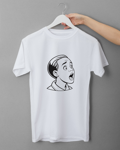 T-shirt avec icône éducative d'un garçon surpris style élégant