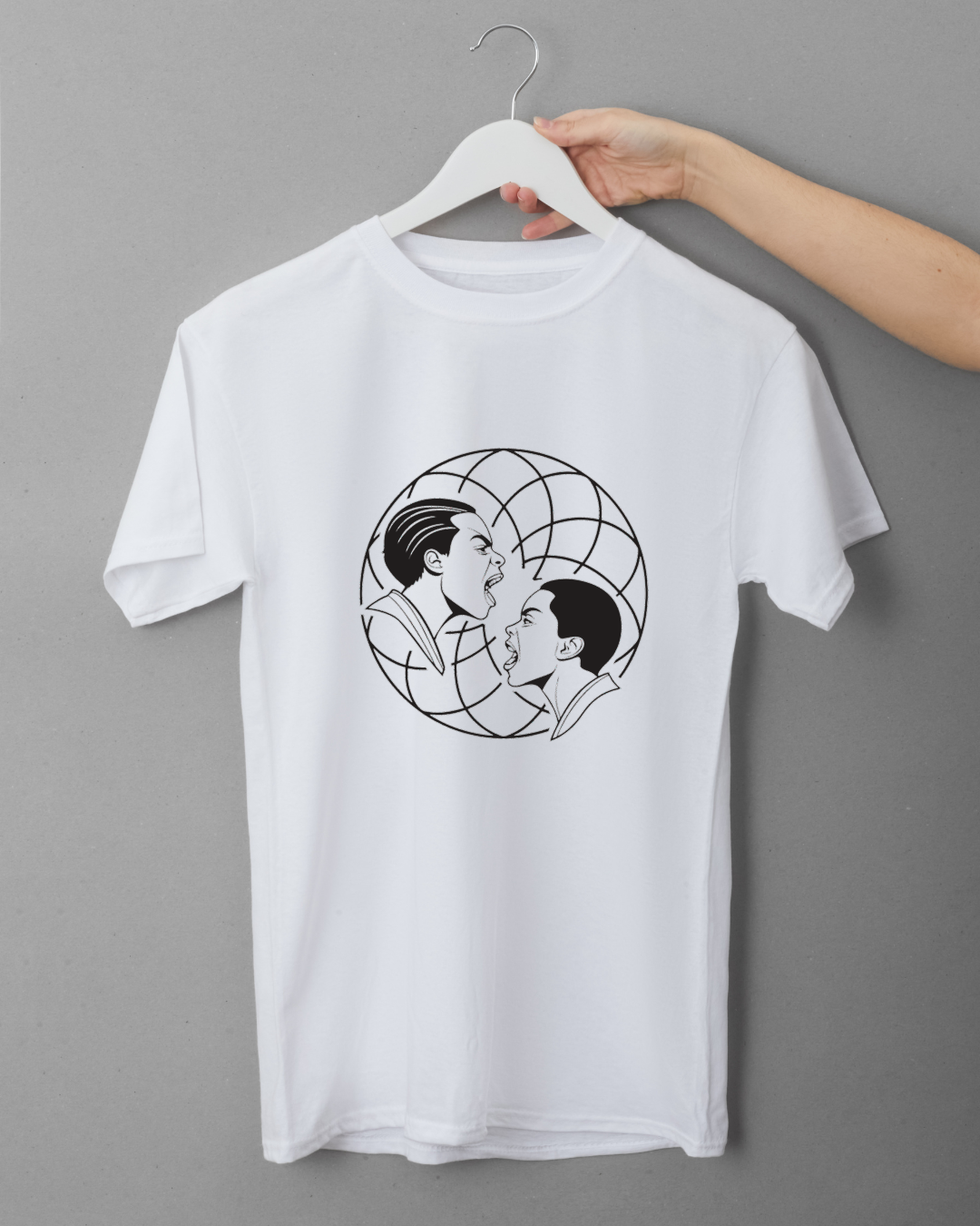 T-shirt expressif avec icône numérique du thème duel humain en style vectoriel