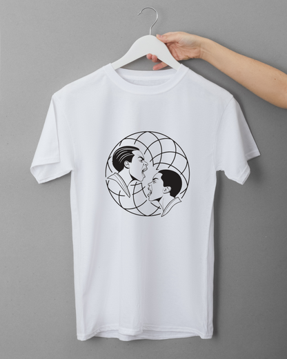 T-shirt expressif avec icône numérique du thème duel humain en style vectoriel