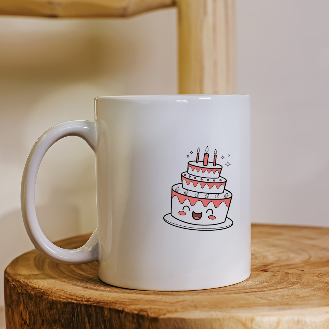 Design kawaii sur un mug, idéal pour cadeaux personnalisés.
