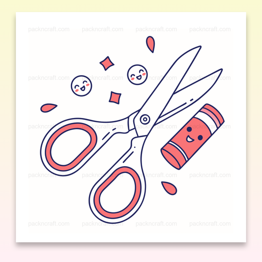 Illustration colorée de ciseaux souriants, fichier SVG pour papeterie