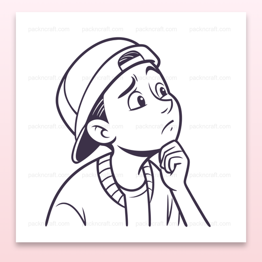 Illustration vectorielle d'un garçon pensif en style minimaliste pour usage éducatif