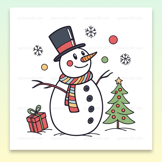Illustration festive d'un bonhomme de neige joyeux en style doodle pour Noël