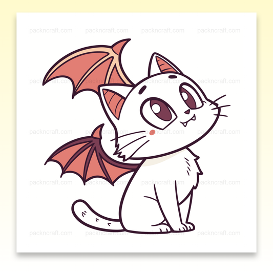 Illustration mignonne d'un chat ailé espiègle en style vectoriel, parfait pour DIY et papeterie.