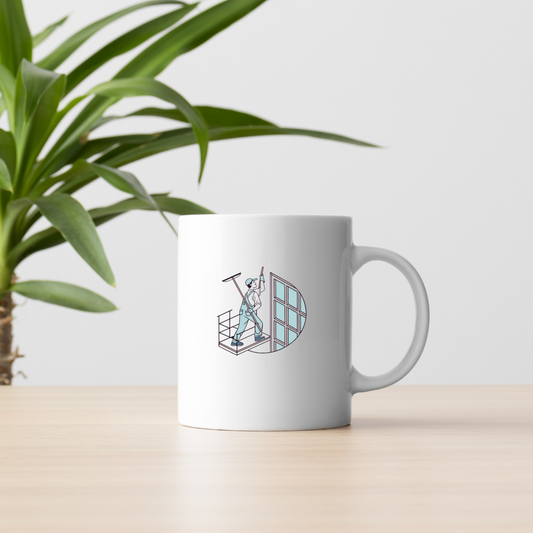 Nettoyeur de vitres en action | SVG Classique | Bâtiment urbain