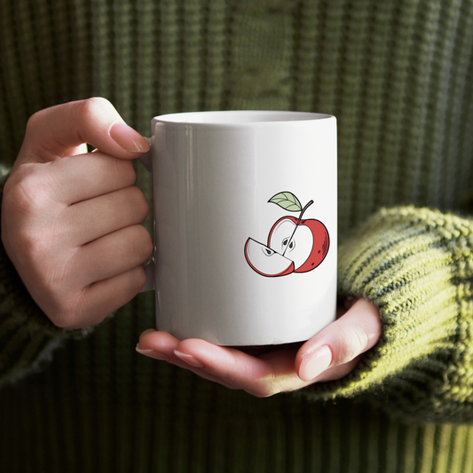 Mug design doodle avec pomme croquante pour une cuisine inventive