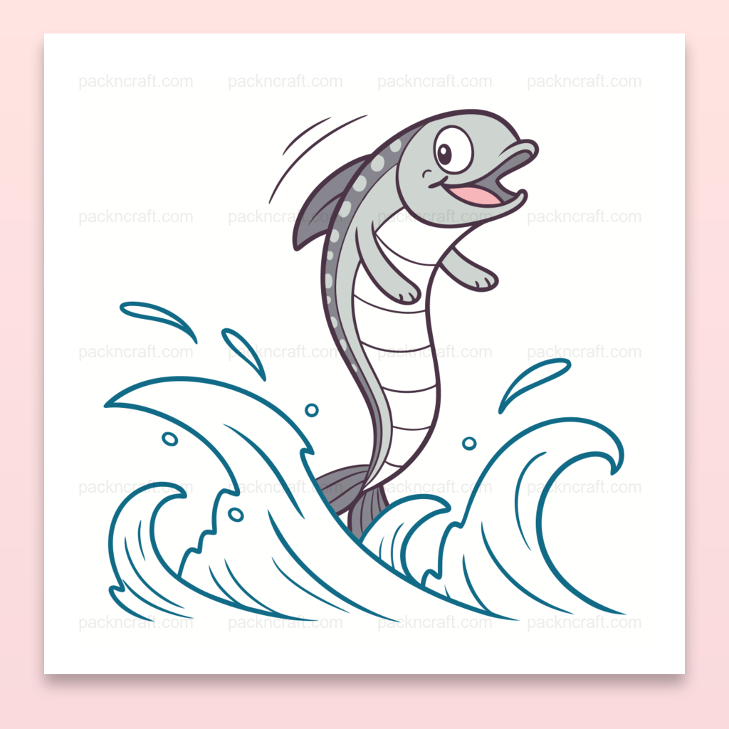 Dauphin joueur sur vagues en illustration SVG, idéal pour projets créatifs