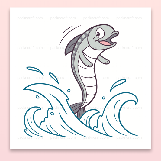 Dauphin joueur sur vagues en illustration SVG, idéal pour projets créatifs