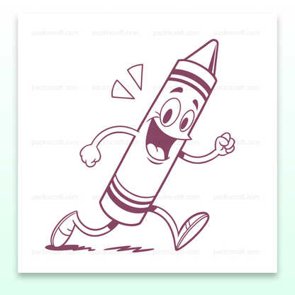 Illustration SVG d'un crayon souriant en mouvement pour projets créatifs.