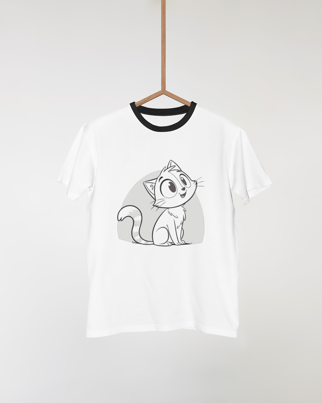 T-shirt minimaliste avec chat joyeux assis compagnon adorable