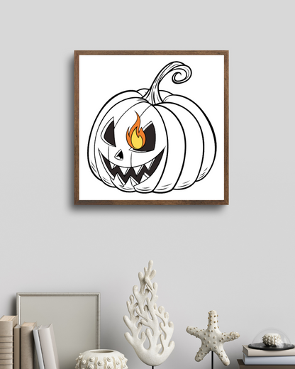 Cadre avec citrouille flamboyante pour un décor Halloween captivant et lumineux