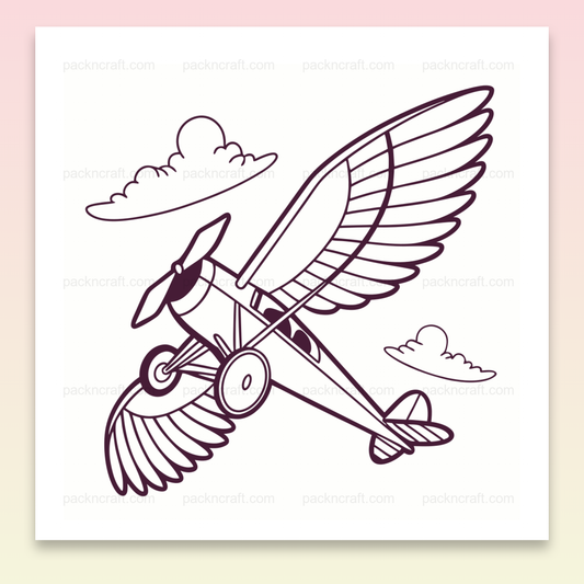 Illustration d'un avion en envol dans un style doodle, utilisable pour projets DIY et éducatifs.