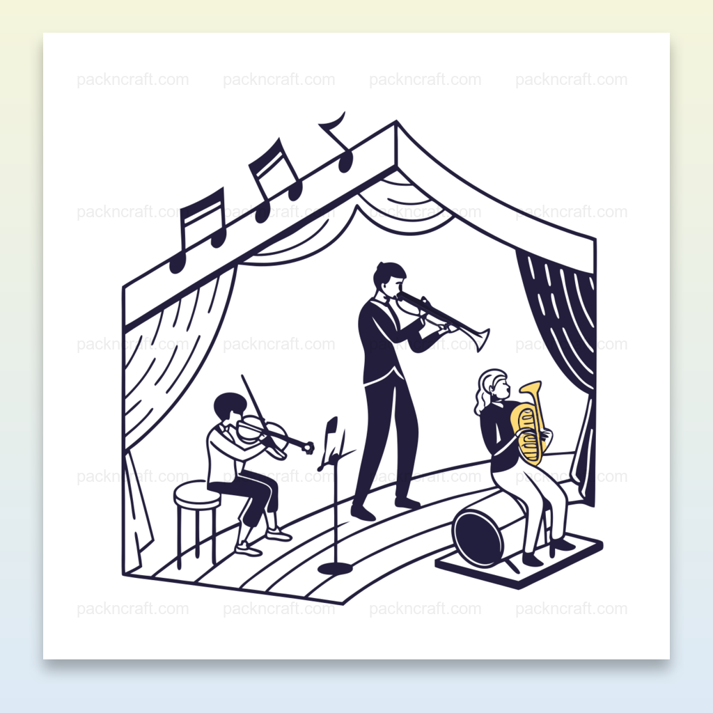 Illustration de musiciens en scène pour projets créatifs et éducatifs