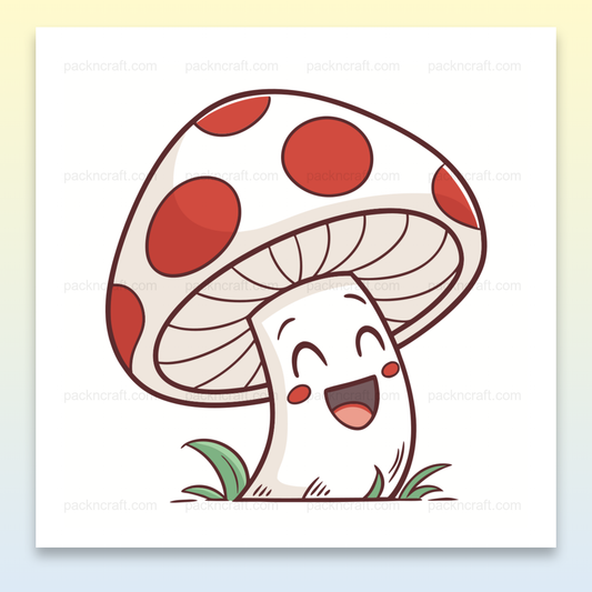 Illustration d'un champignon joyeux en style cartoon pour projets créatifs et éducatifs.