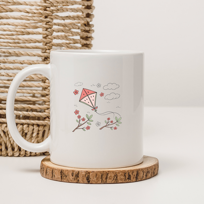 Mug estival avec cerf-volant pastèque flottant, design léger et coloré