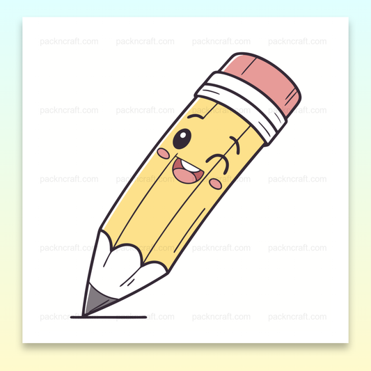 Illustration de crayon souriant en action pour projets créatifs et éducatifs.
