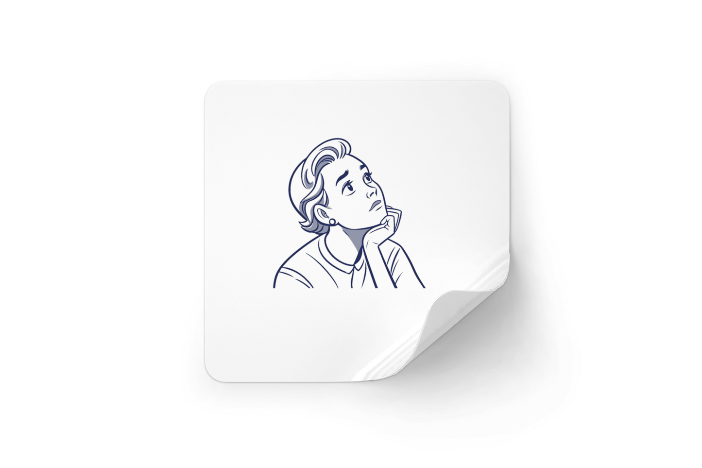 Sticker monochrome avec icône symbolique illustrant la contemplation et la rêverie