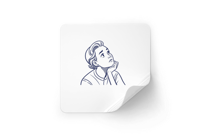 Sticker monochrome avec icône symbolique illustrant la contemplation et la rêverie