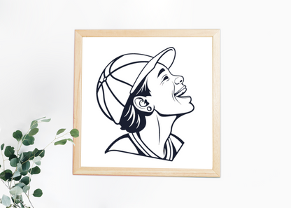 Dessin ligne un jeune en casquette sur cadre moderne inspirant l'énergie urbaine