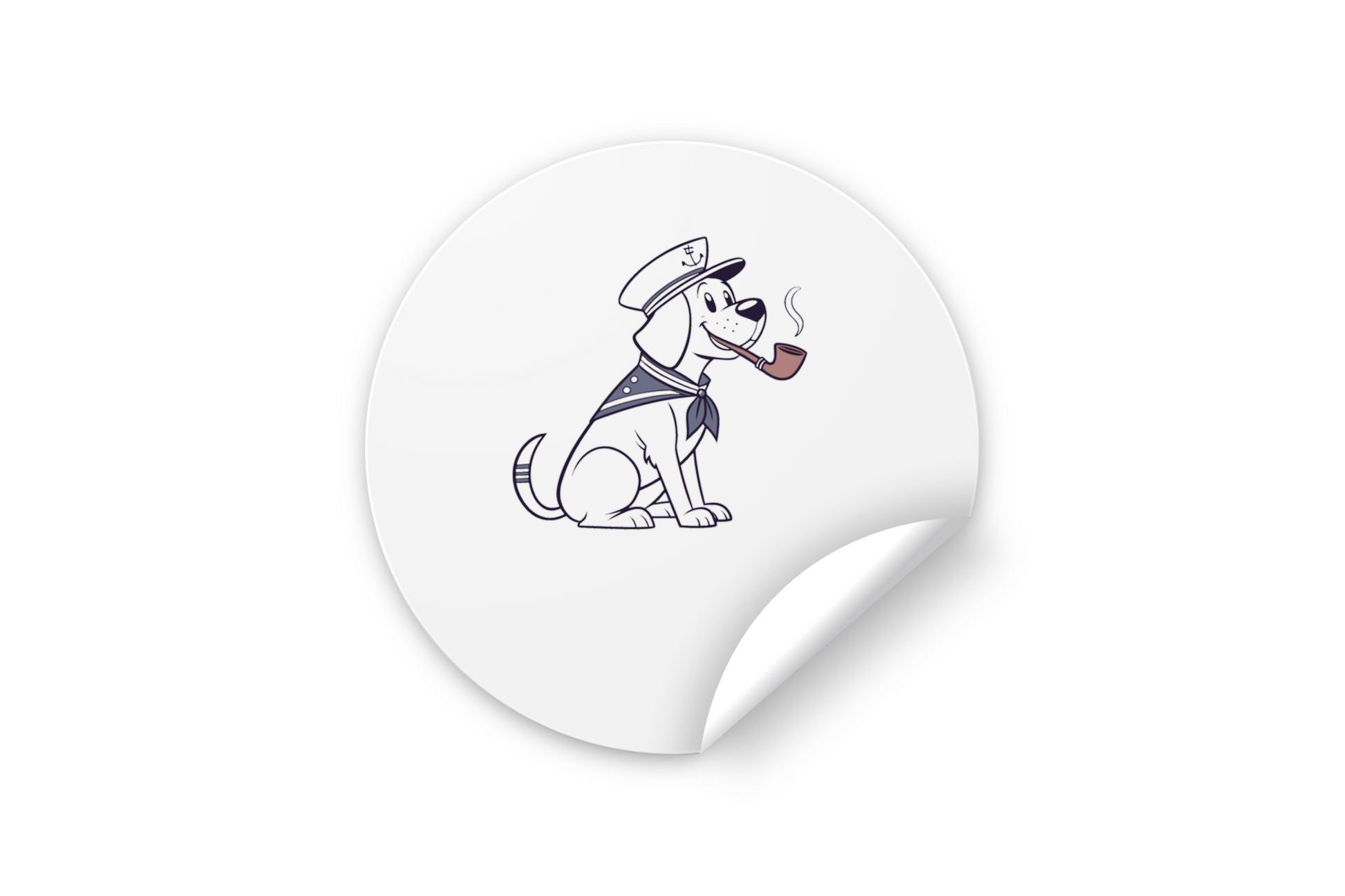 Sticker avec un chien marin joyeux affichant un style maritime coloré et ludique