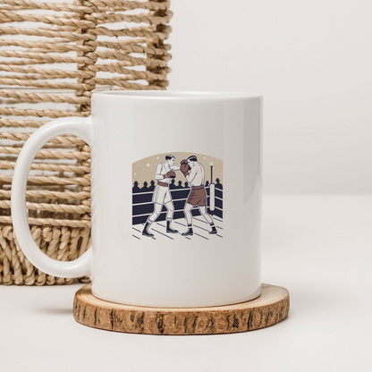 Mug avec illustration rétro de boxeurs sur le ring