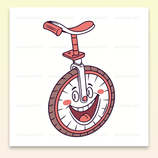 Illustration d'un monocycle souriant dans un style cartoon, idéal pour déco et projets créatifs.