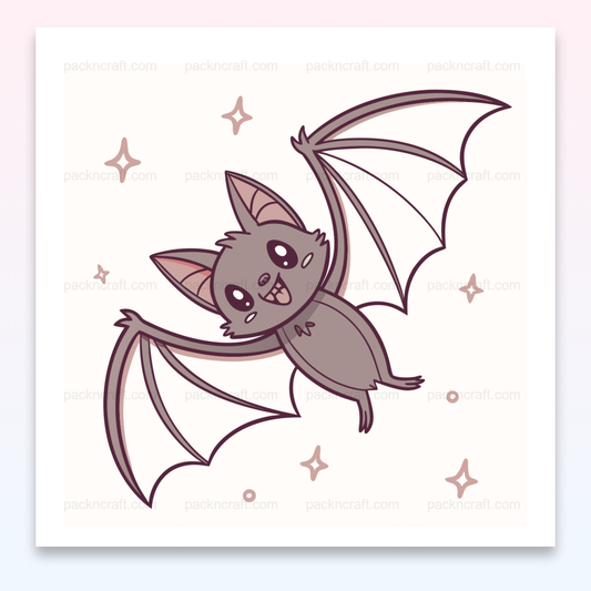 Illustration kawaii d'une chauve-souris joyeuse volant, usage décoratif ou éducatif