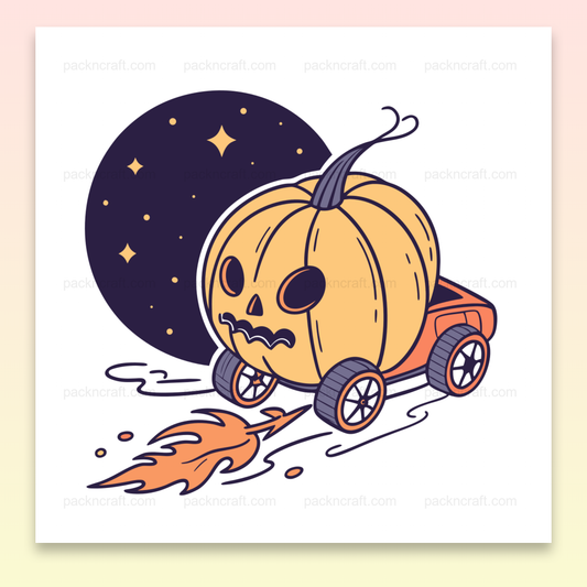 Illustration vectorielle SVG d'une citrouille fusée sous un ciel étoilé, thème Halloween