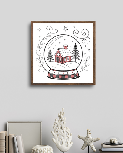 Cadre décoratif au design de maison enneigée hivernale pour une ambiance cosy