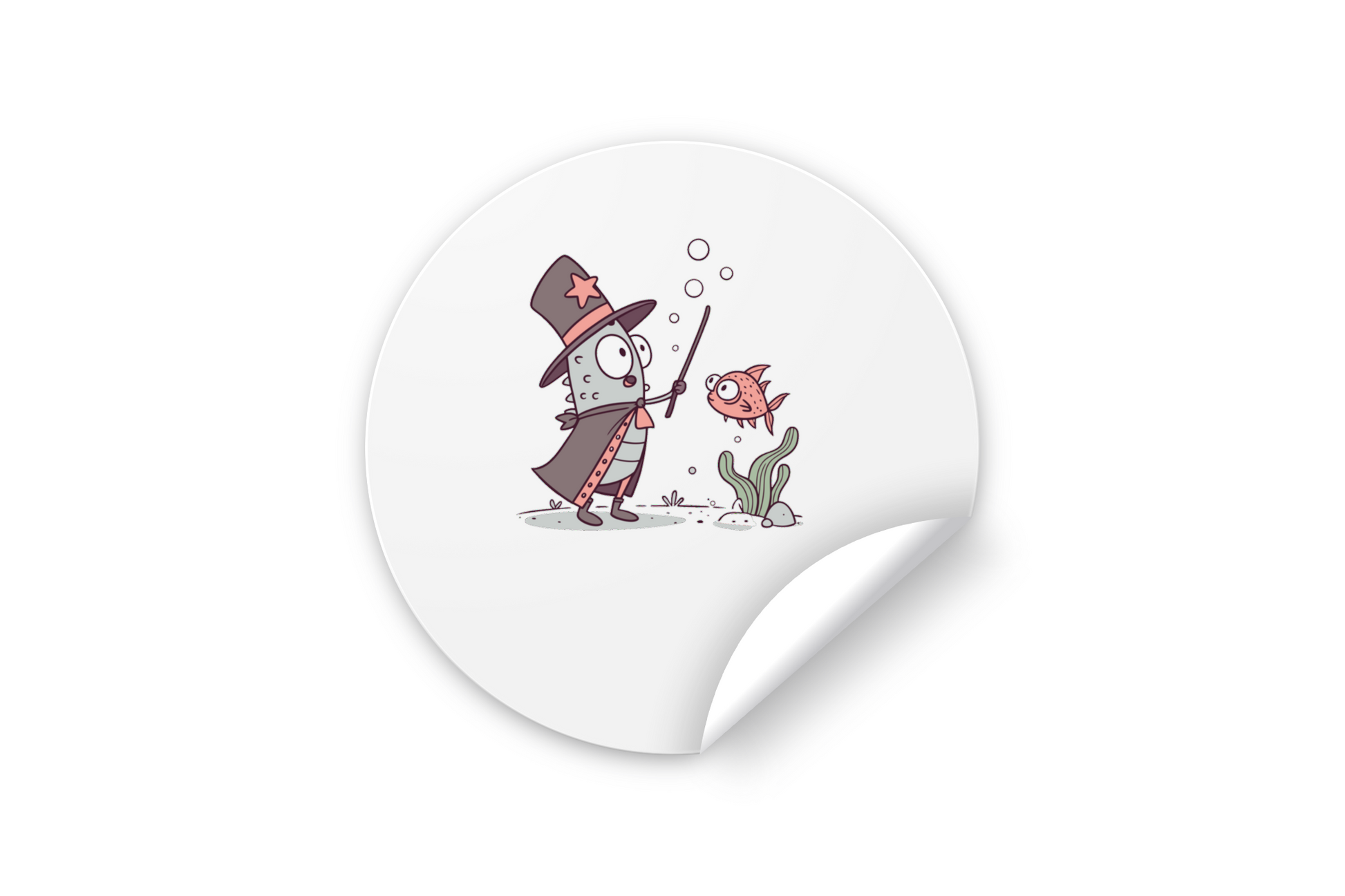 Sticker décoratif avec motif de poisson magicien style doodle vectoriel aquatique