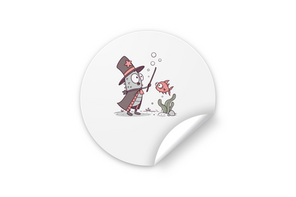 Sticker décoratif avec motif de poisson magicien style doodle vectoriel aquatique