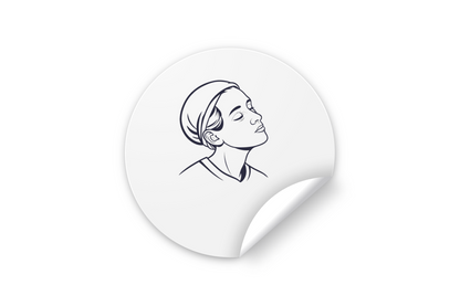 Sticker élégant art contemplatif avec icône stylisée sur fond neutre