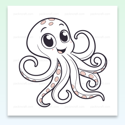 Illustration numérique de poulpe souriant pour projets créatifs marins.