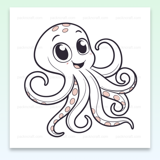Illustration numérique de poulpe souriant pour projets créatifs marins.