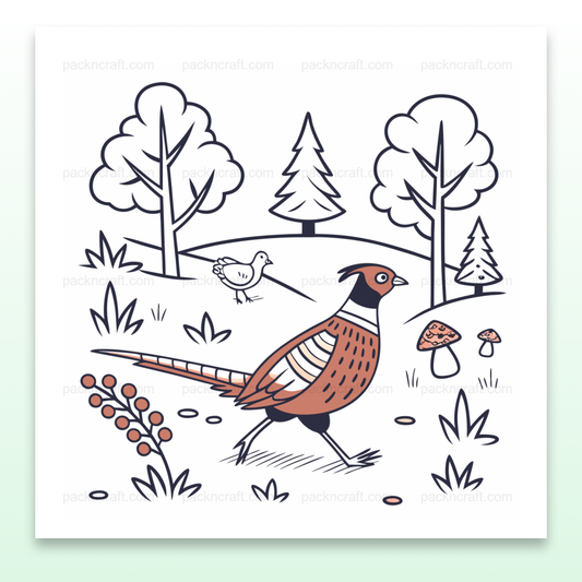 Illustration vectorielle d'un faisan en promenade dans la nature, idéale pour DIY et décoration