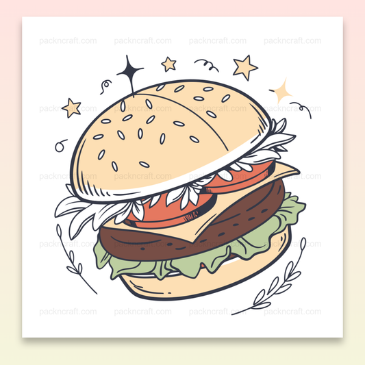 Illustration de burger stylisé en SVG pastel, idéale pour déco cuisine et DIY.