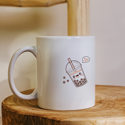 Mug décoré d'une illustration mignonne de bubble tea sur fond coloré