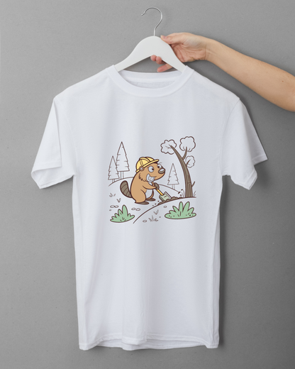 T-shirt avec un castor bûcheron, icône nature captivante