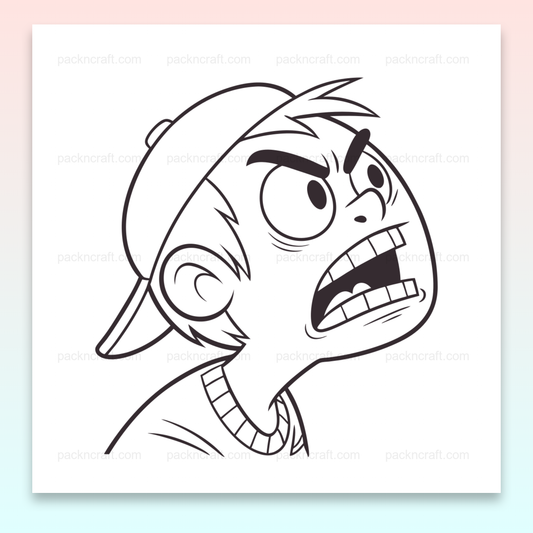 Illustration d'un garçon expressif en style ligne contour pour projets DIY et éducatifs.