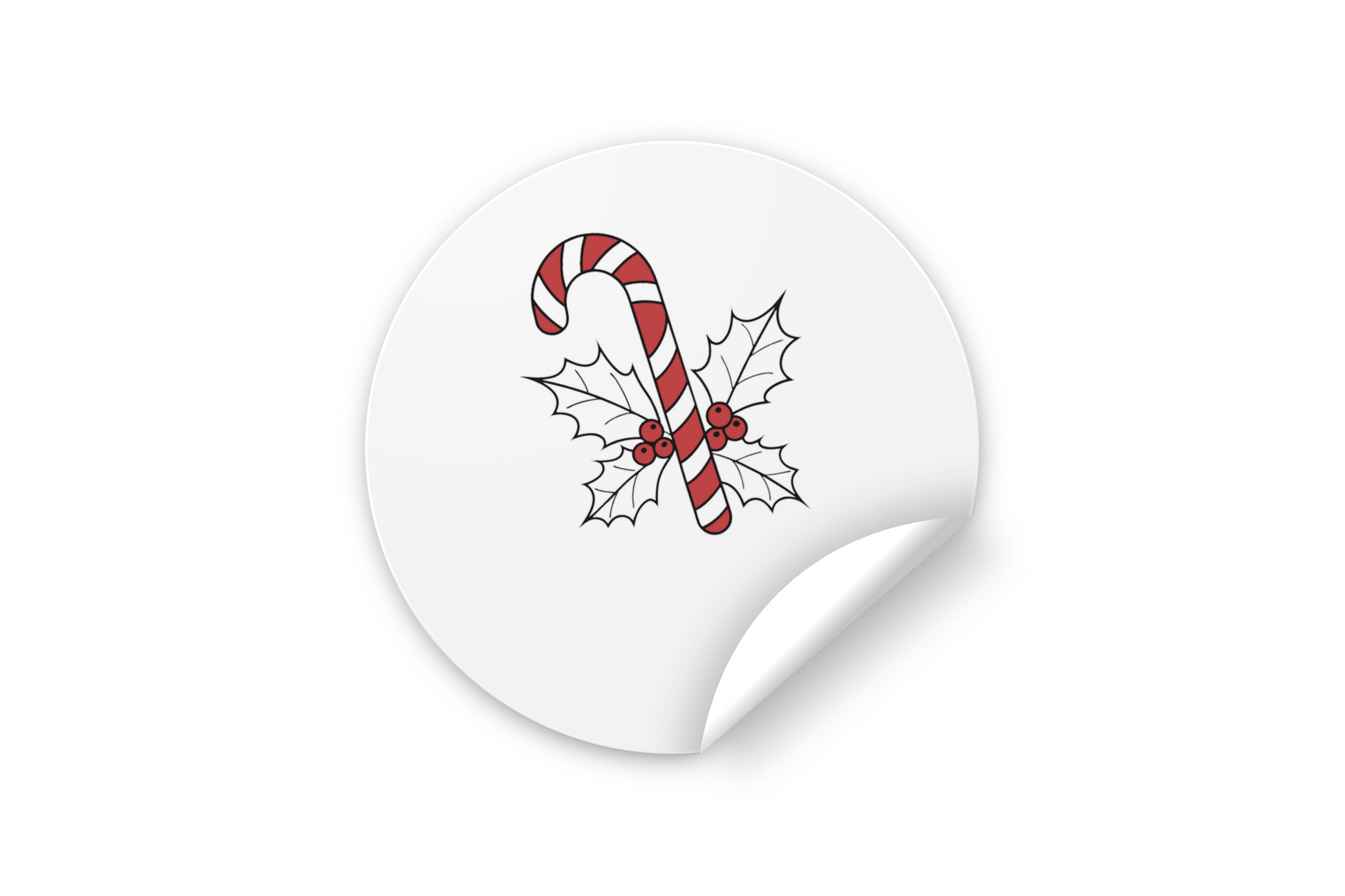 Sticker festif avec un bâton de Noël et houx au style vintage