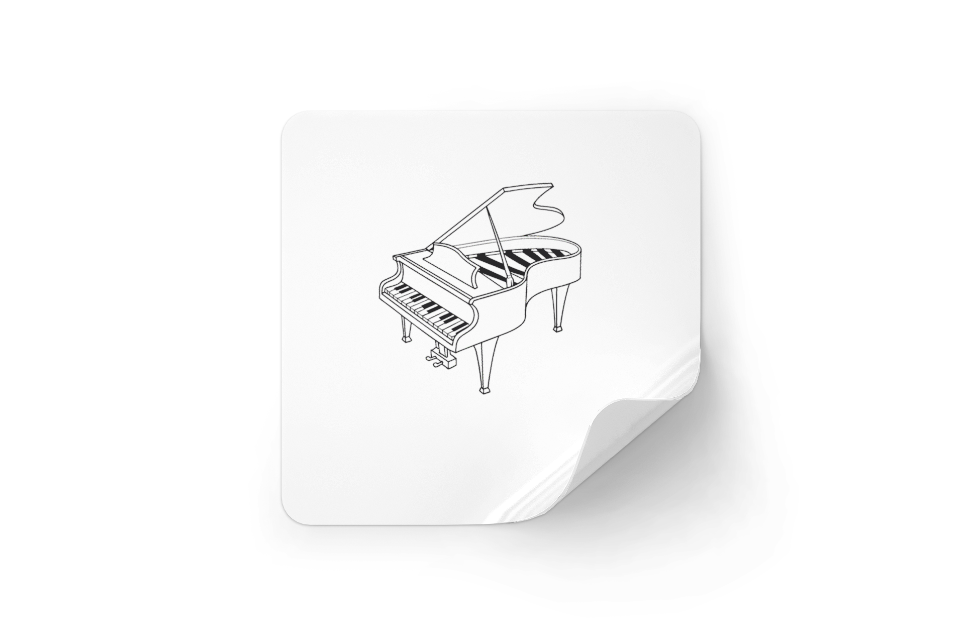 Sticker avec un élégant piano à queue minimaliste en ambiance musicale