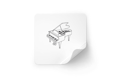 Sticker avec un élégant piano à queue minimaliste en ambiance musicale
