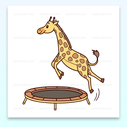 Illustration de girafe sautant sur un trampoline, fichier SVG pour DIY et déco.
