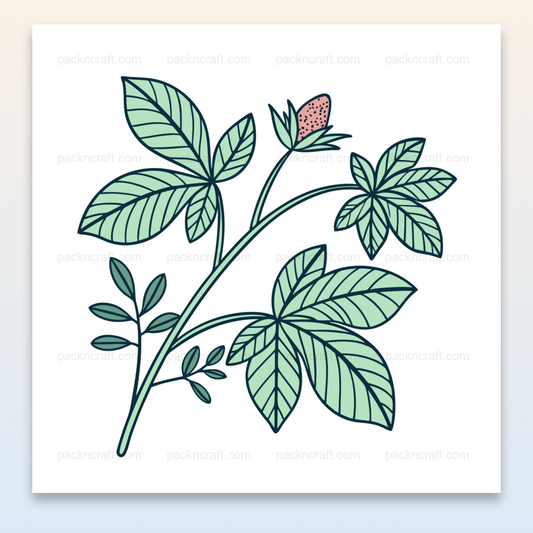 Illustration de feuille en floraison, parfaite pour projets créatifs et déco.