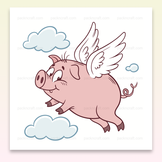 Illustration d'un cochon volant joyeux en SVG, idéal pour projets créatifs et éducatifs.