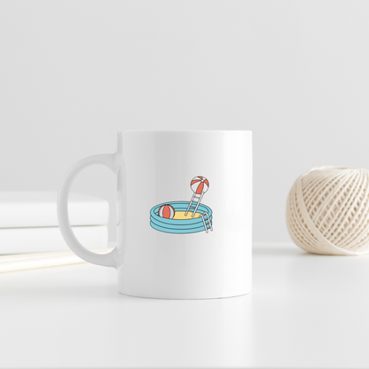 Mug d'été avec design piscine gonflable coloré ludique et style cartoon