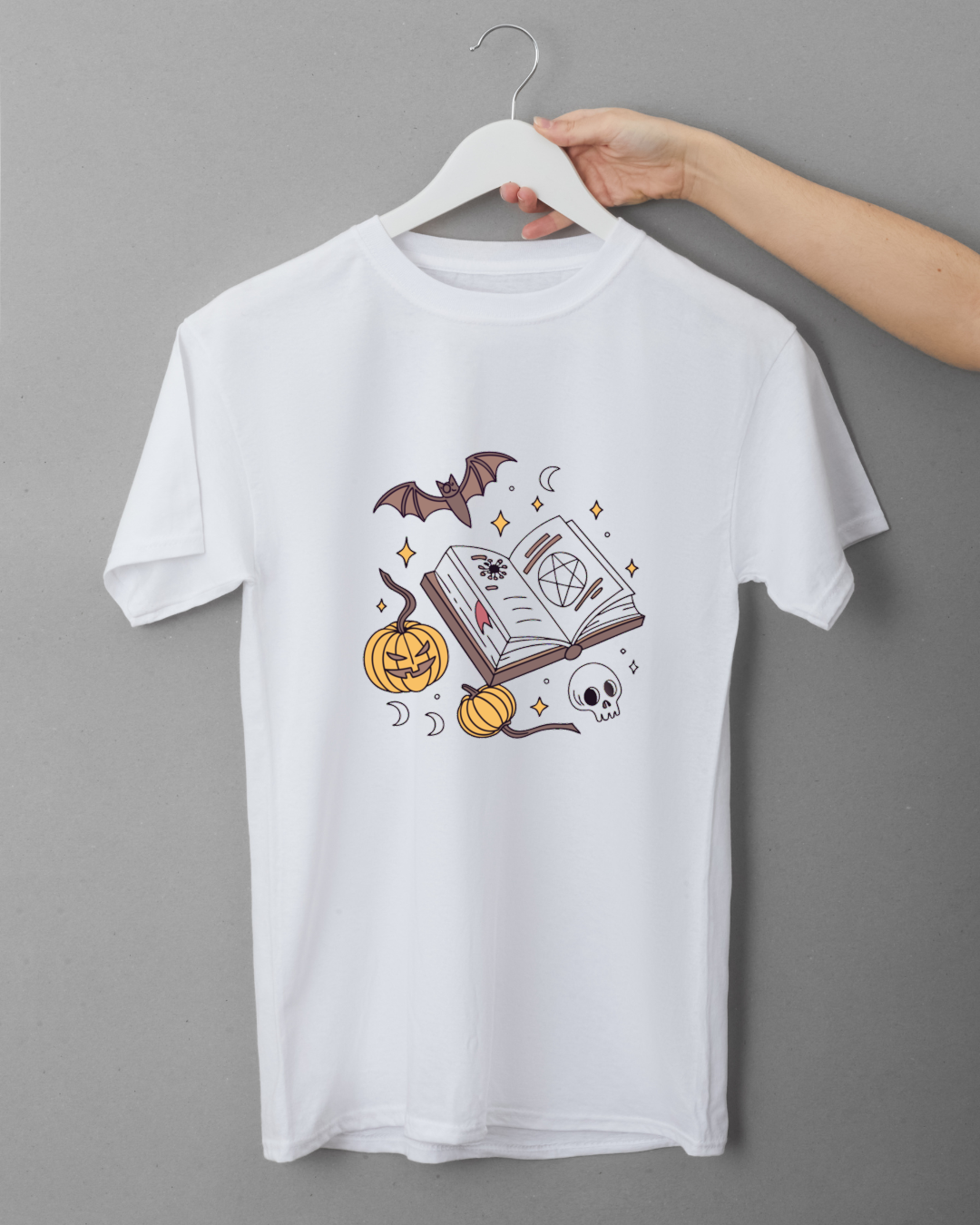 T-shirt avec design citrouilles mystiques style Halloween pour une touche magique